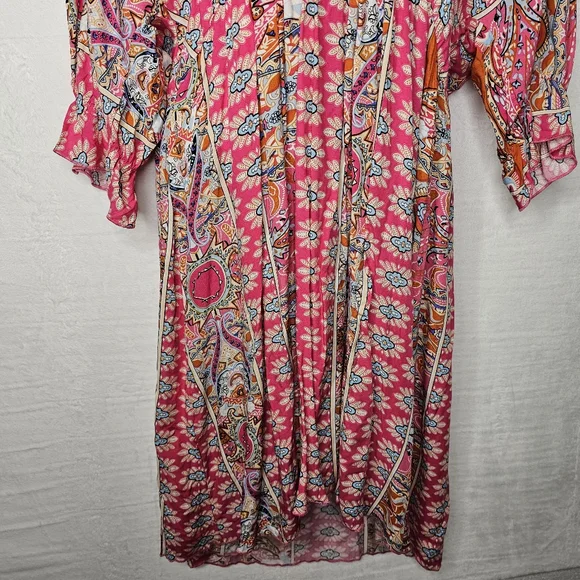 Vibrant Pink Paisley Midi Dress Cover Up - Picture 6 of 14